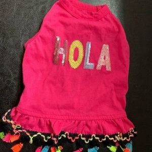 Hola dog dress with colorful fringe